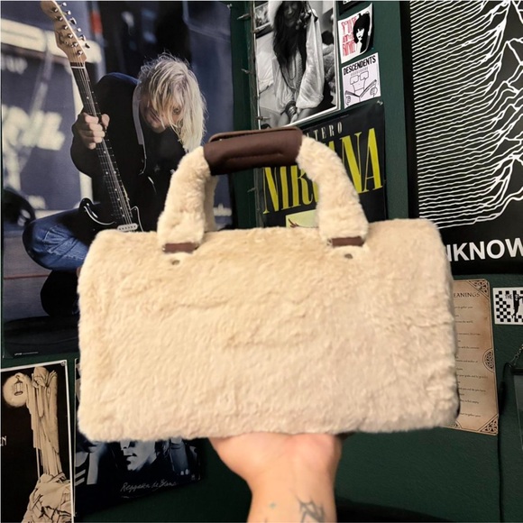 Dr. Martens Top Handle Brown and Cream Faux Fur Bag - Picture 2 of 3
